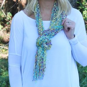 2 /$12 - LIGHT MULTI-COLOR CONFETTI FRINGE SCARF
